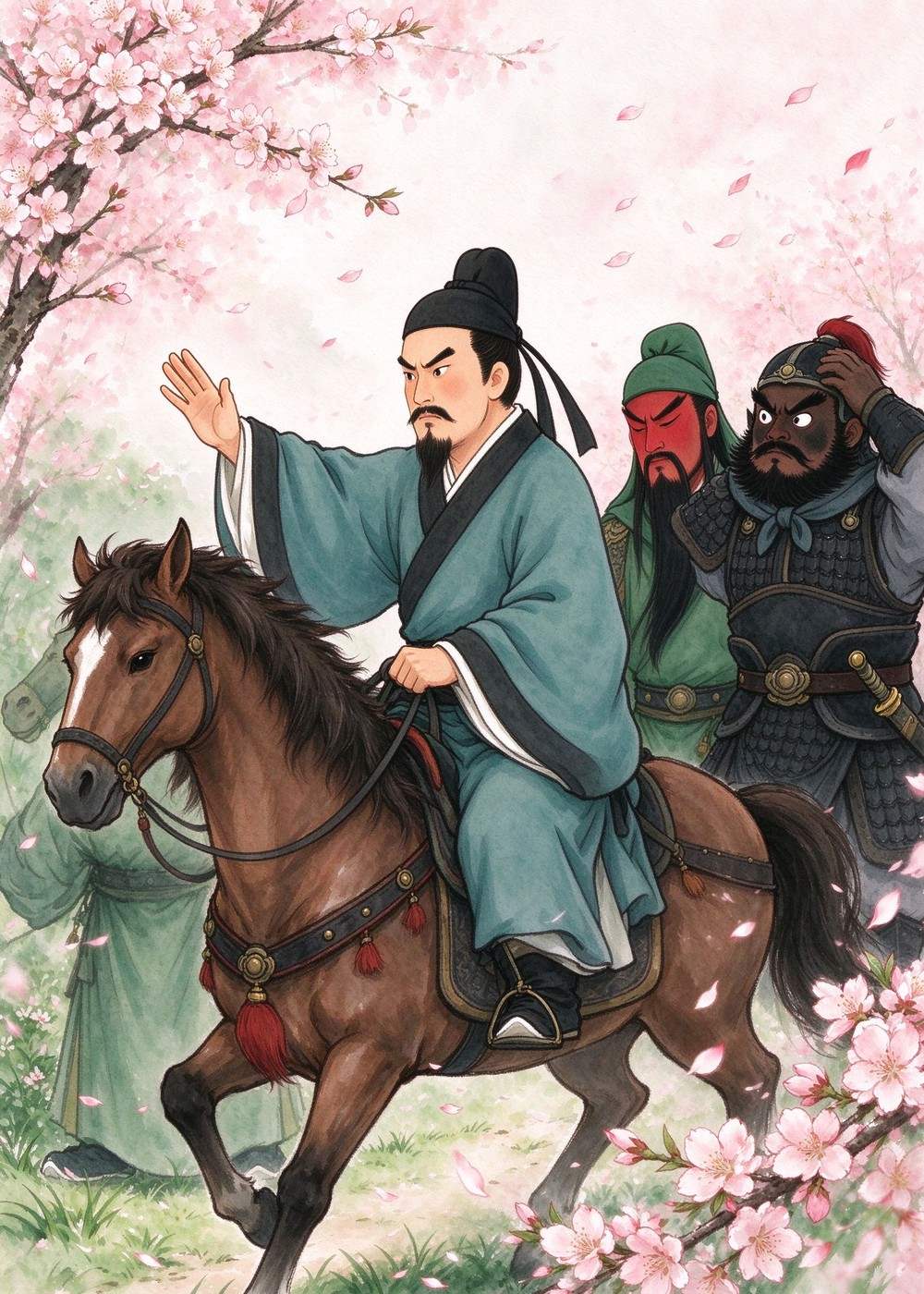刘备赶紧说:"不许无礼!我们是诚心来请人的。"