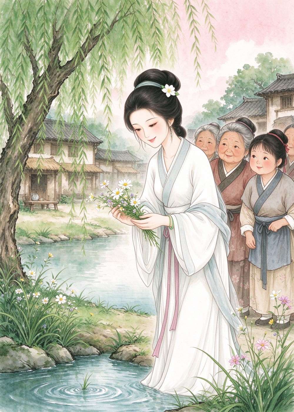 古代越国有个美女叫西施，长得漂亮极了。