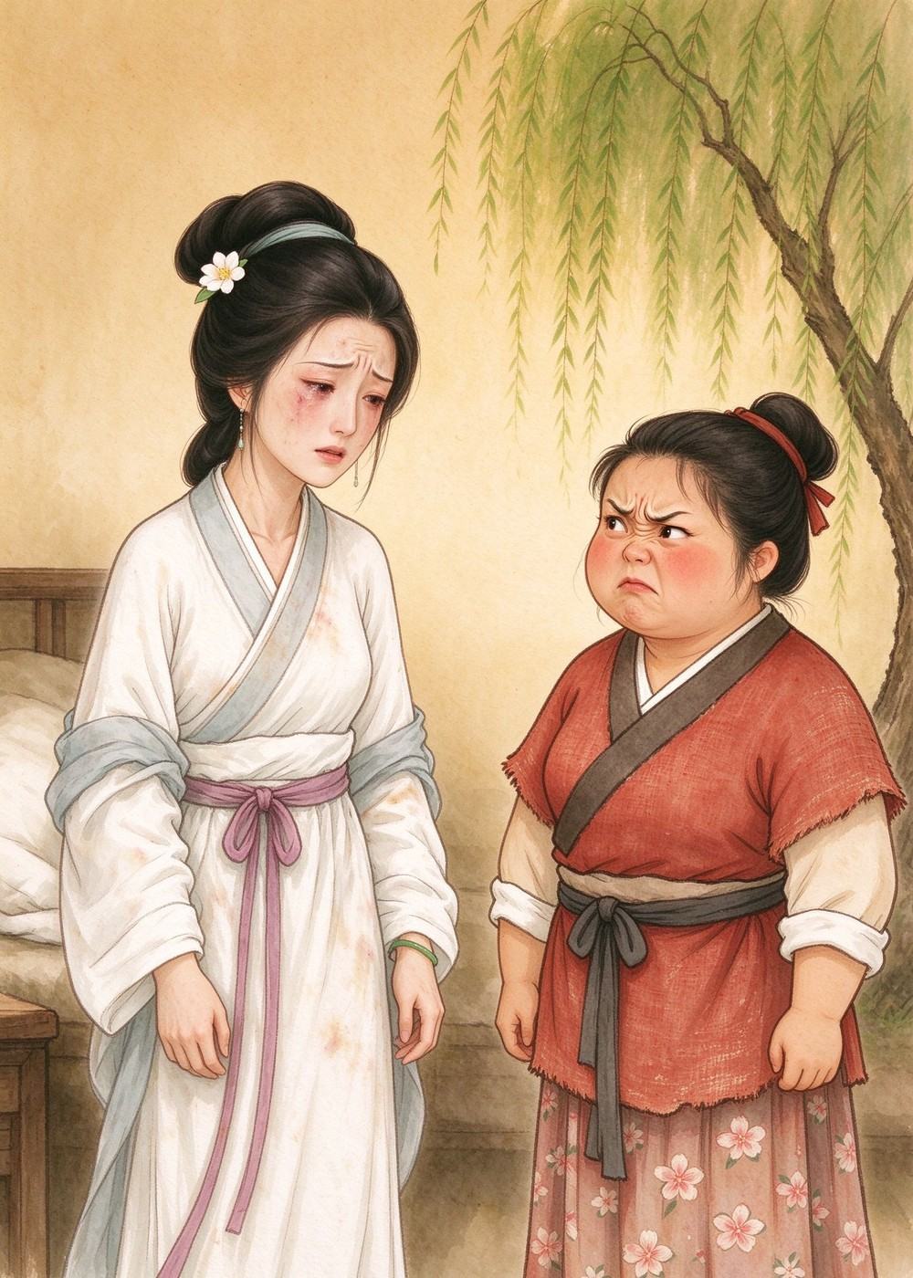 她不知道，西施是真的不舒服，皱眉是自然的。