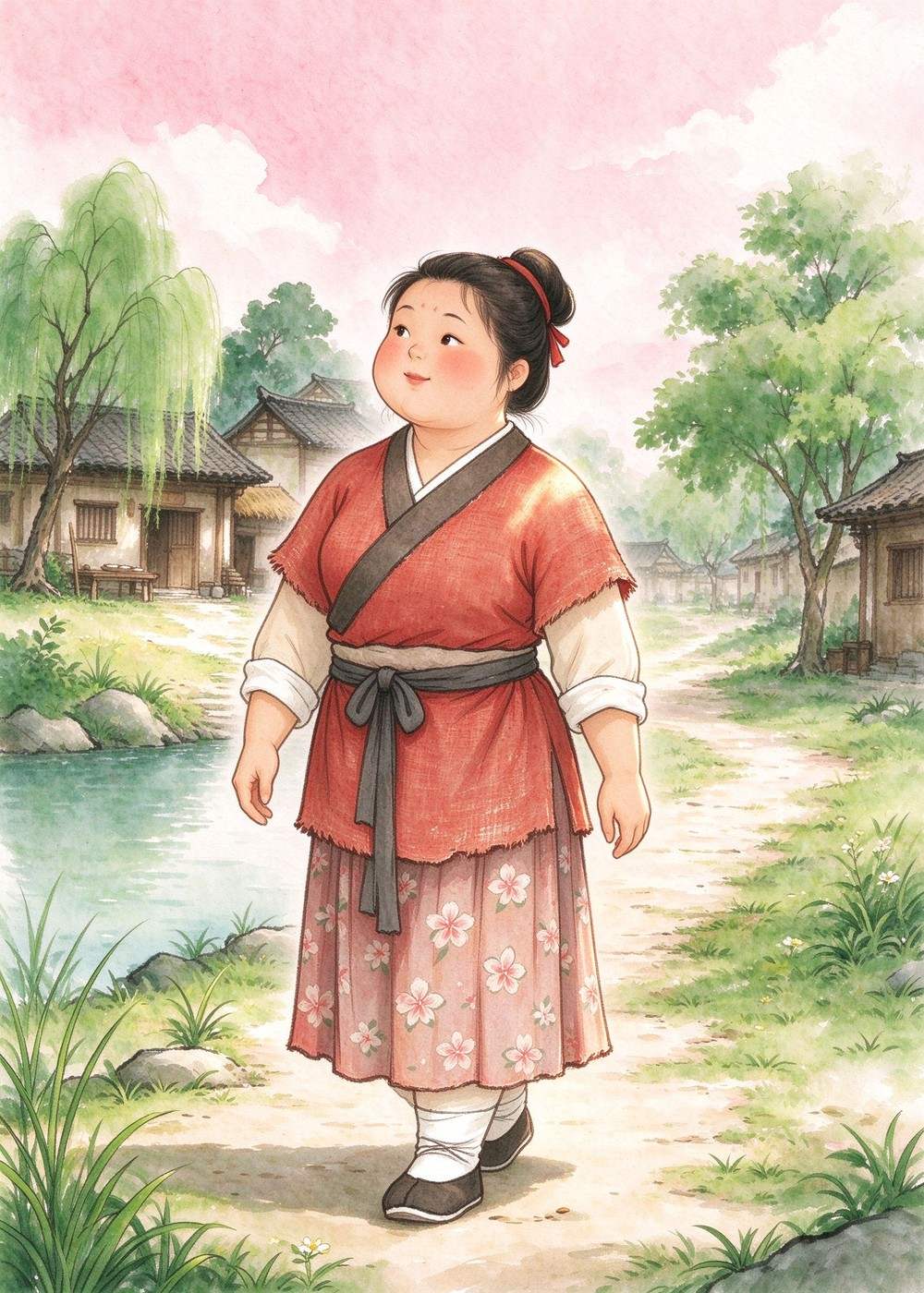 第二天，东施不再故意学西施了。
