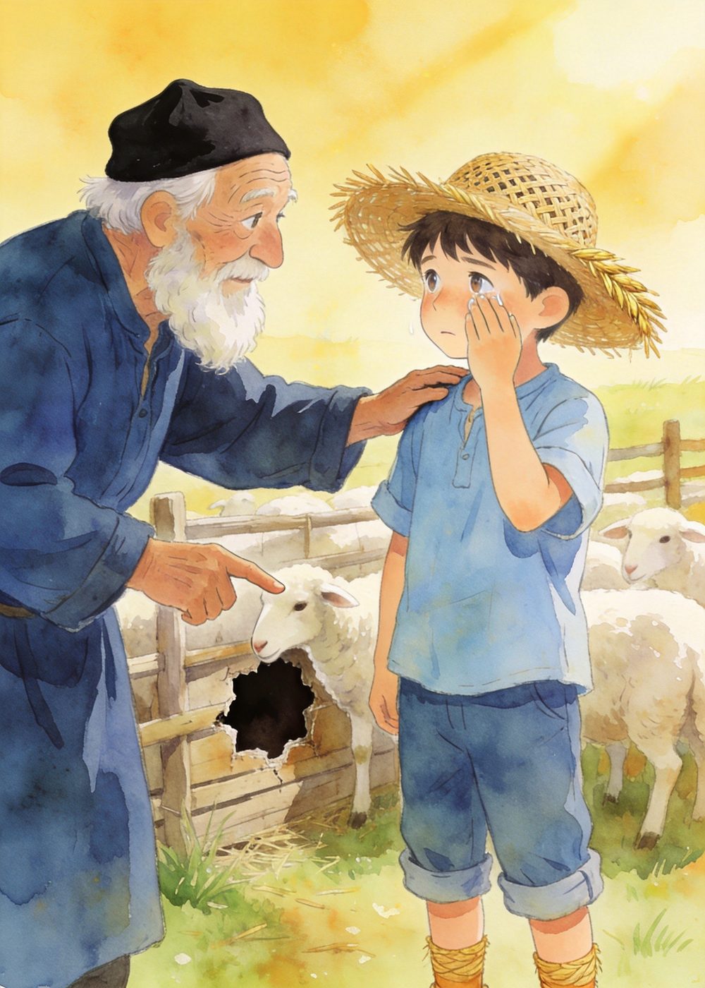 邻居爷爷安慰他："现在补还来得及，赶紧动手吧！"