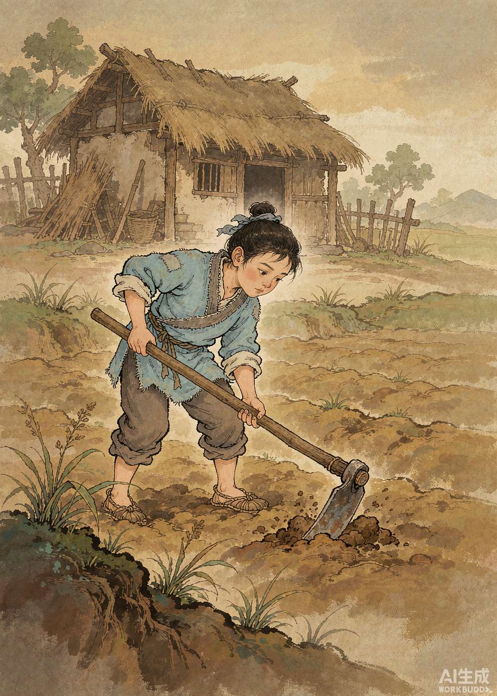匡衡家里很穷，白天他要帮大人下地干活。