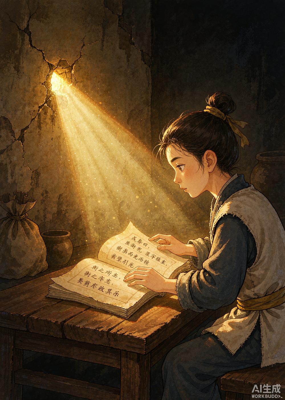 明亮的光立刻照了进来，正好落在书本上。