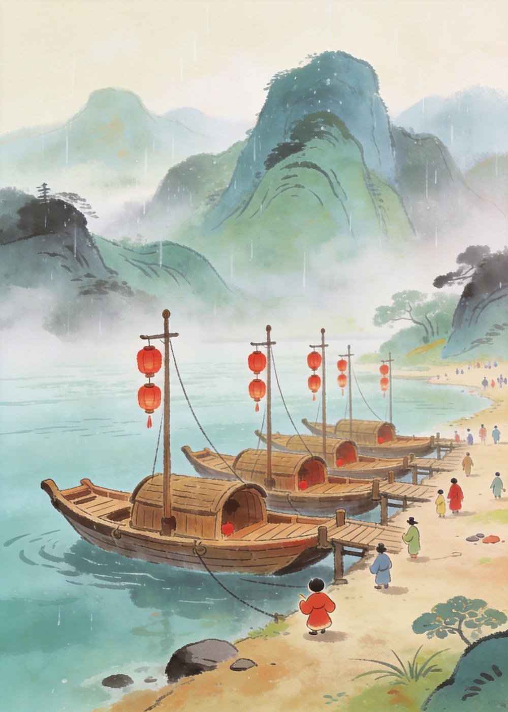 很久以前，楚国有一条大江，江边有个热闹的渡口。