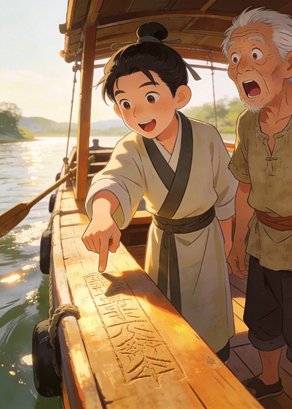 "这是我的剑掉下去的地方！到岸后我好来这找！"