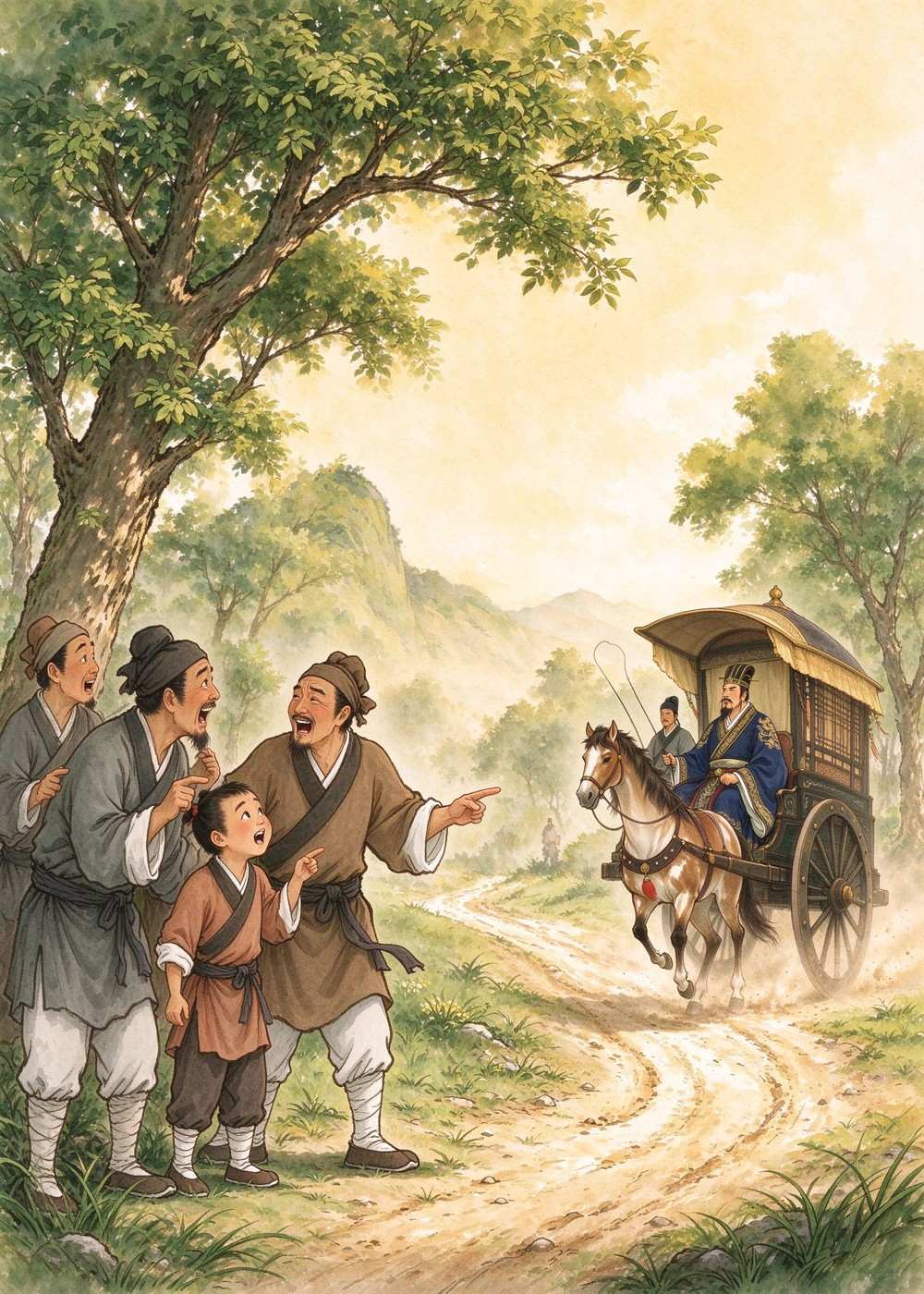 路边的人都指指点点:"那个人方向走反啦!"