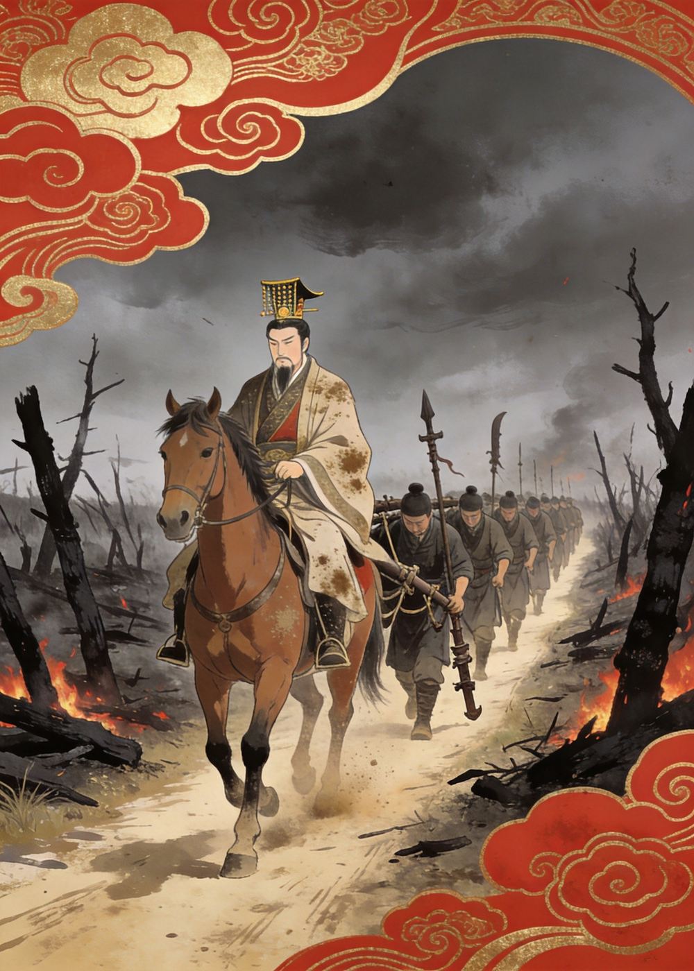 这一仗，越国输了。越王勾践看着伤心的将士们，心里很难过。