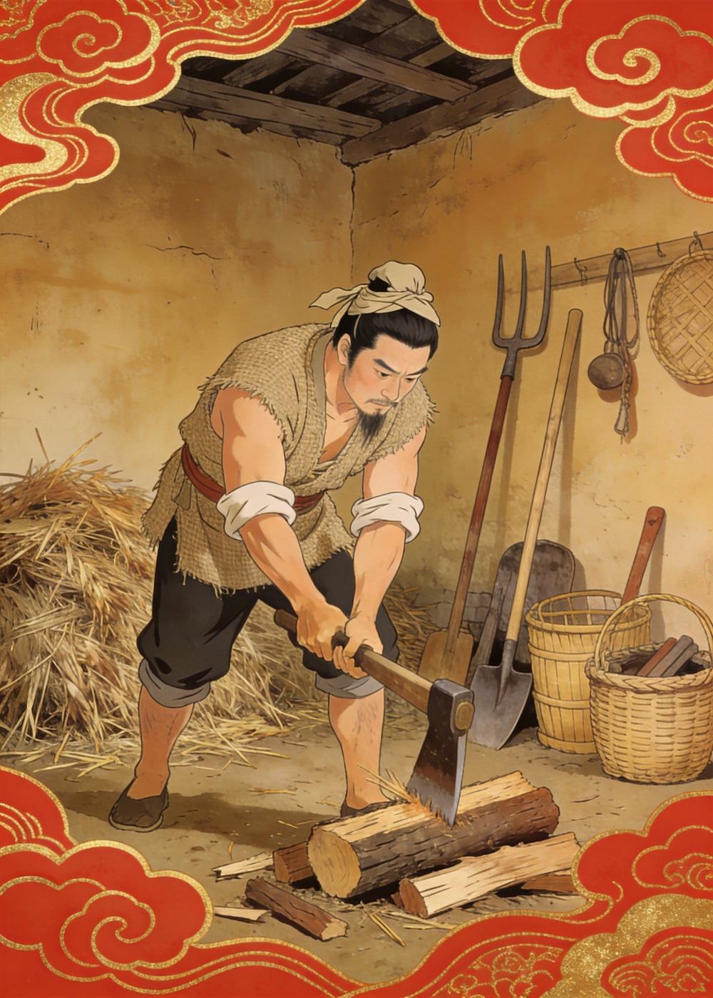 他不再贪图享乐，住进简陋的草屋，和百姓一起辛勤劳作。