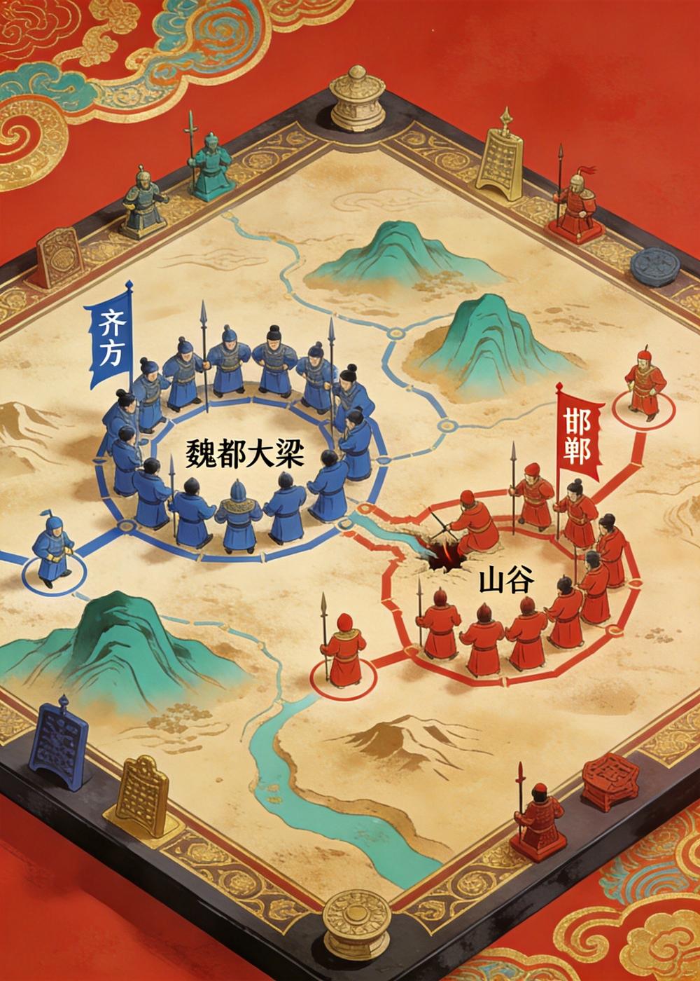 围魏救赵妙在避实击虚——攻打对方必须救的地方，逼迫敌人撤兵。