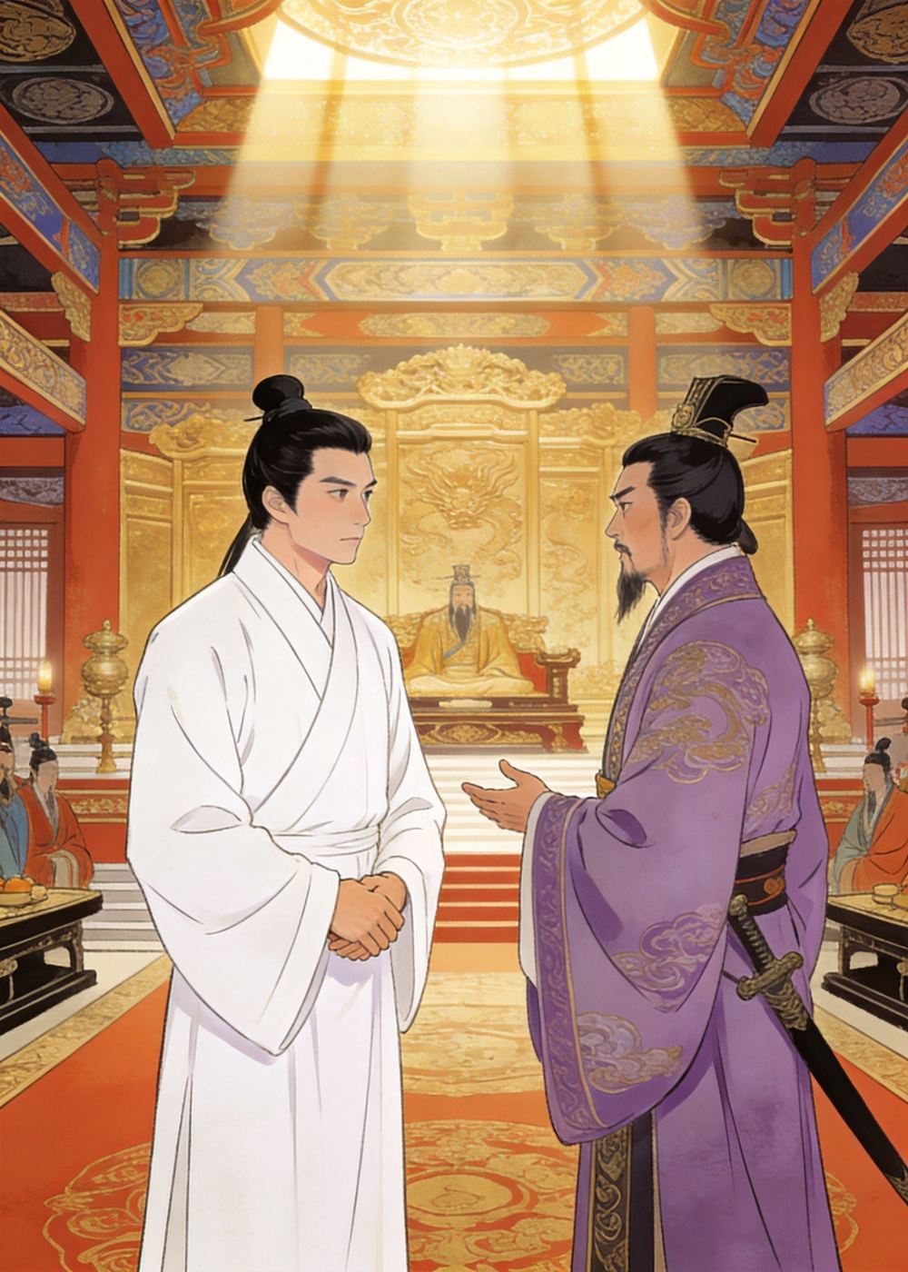 太子丹请求荆轲前往秦国，去完成一件关乎燕国存亡的大事。