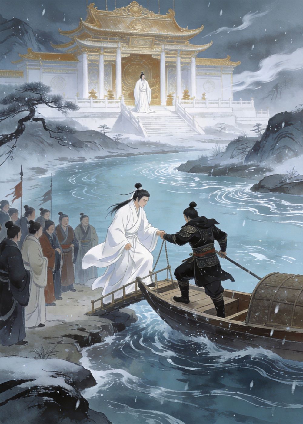 他们渡过易水，一路跋山涉水，终于来到了秦国都城咸阳。