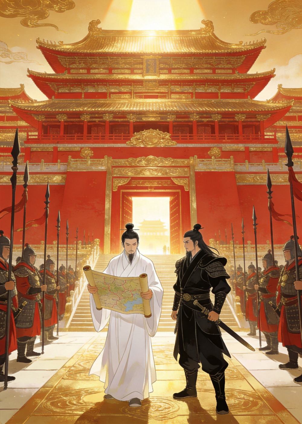 这一天，秦王听说燕国献上地图，便传令召见他们入宫。