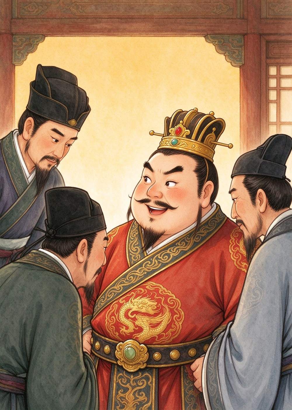 他问身边的人："你们说，天下还有比我更大的国家吗？"