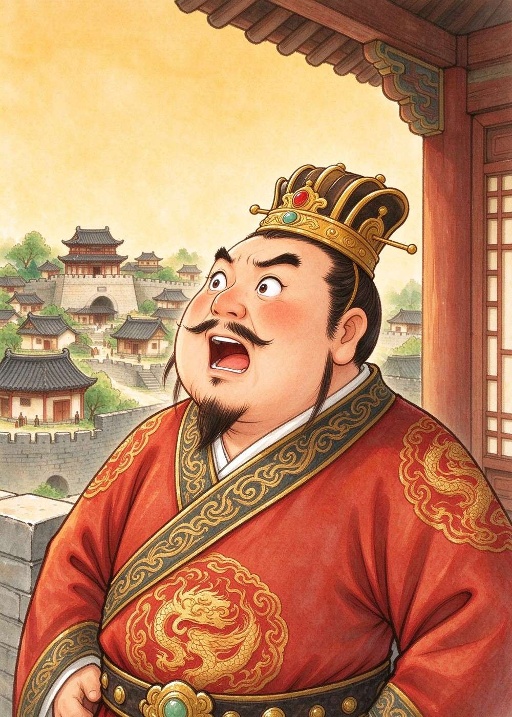 国王听了，惊讶得张大了嘴巴。