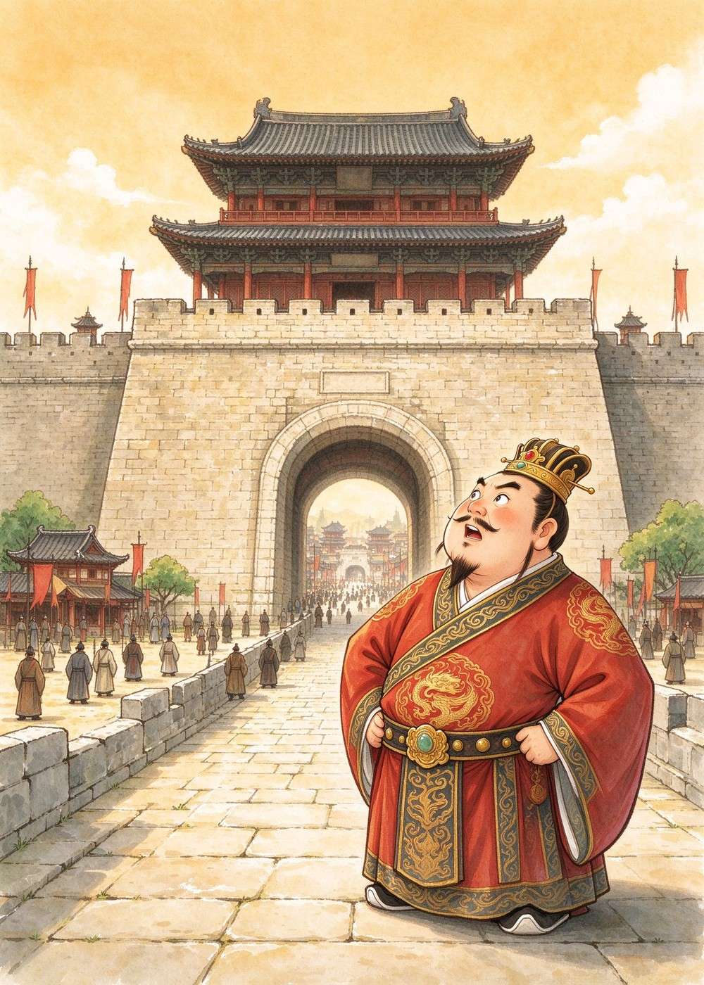 他走了很多天，看到的城市一个比一个大。
