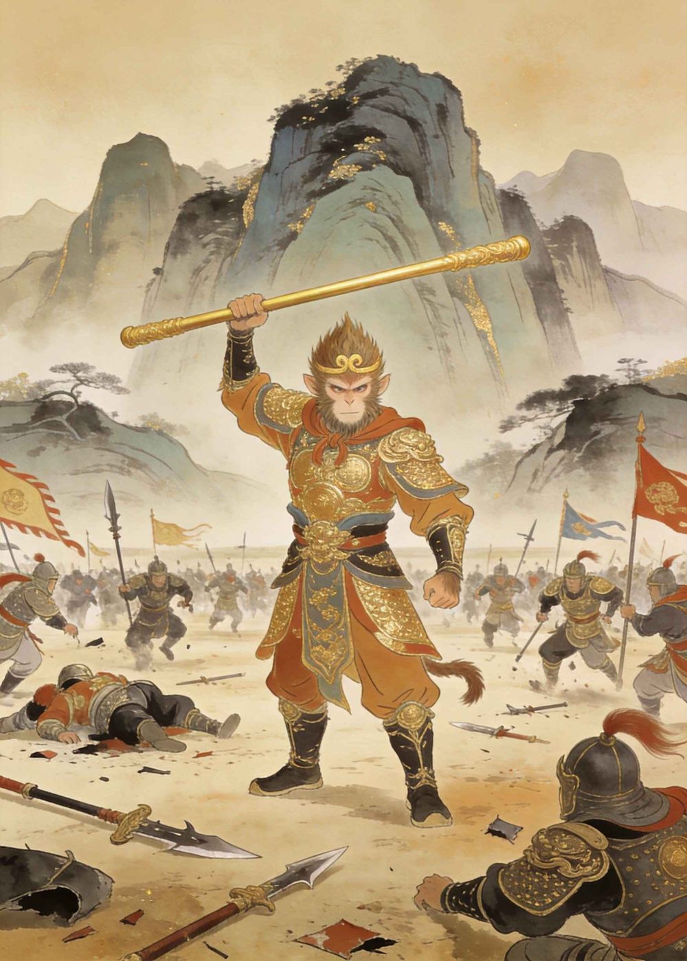 孙悟空大获全胜，天兵天将都打不过他。