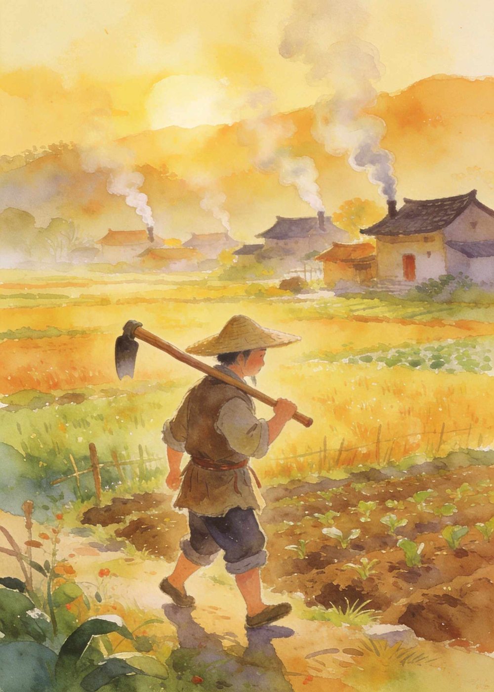 古时候，宋国有个农夫，家里种着一小块田地。