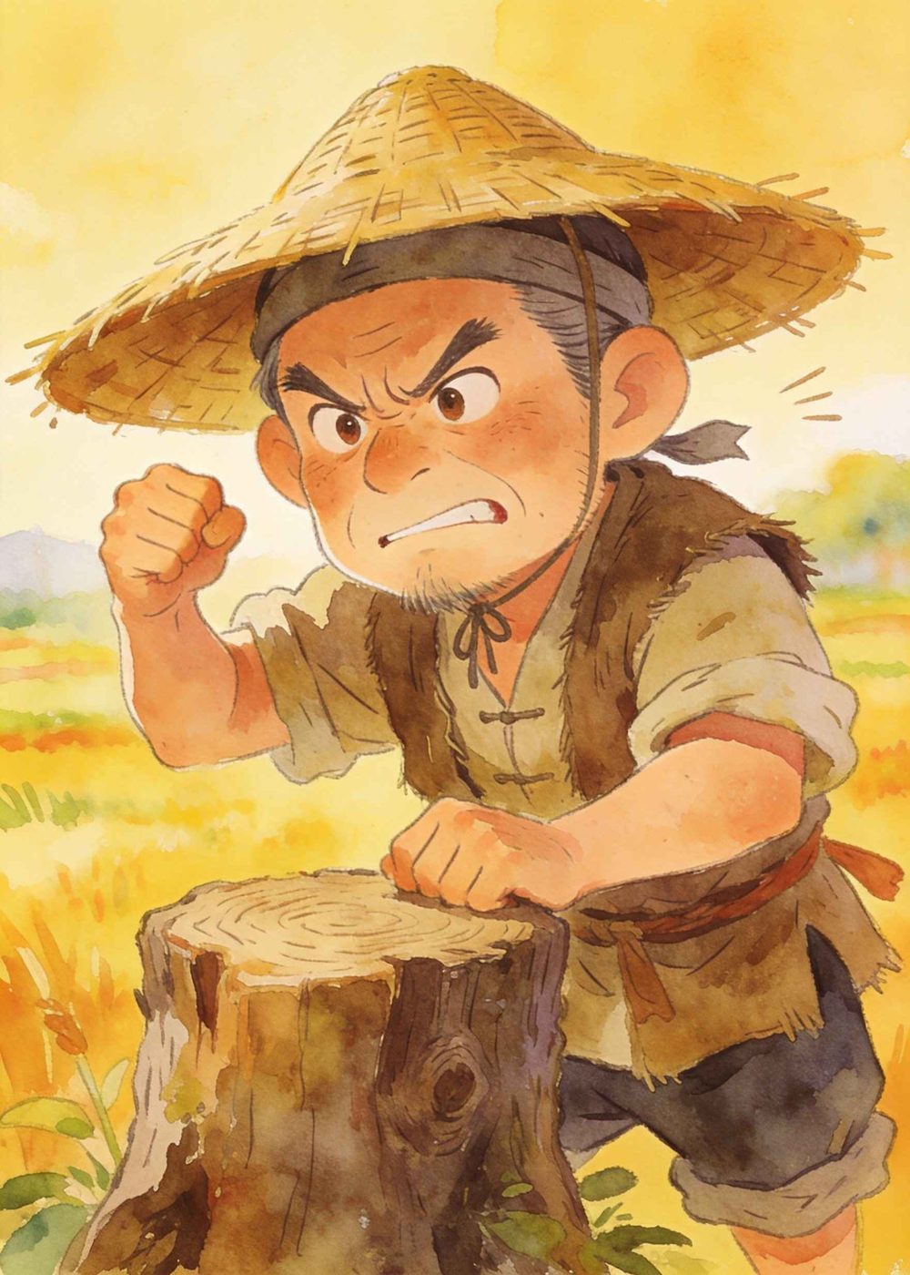 农夫摇摇头：不行不行，说不定下一只兔子马上就来啦！