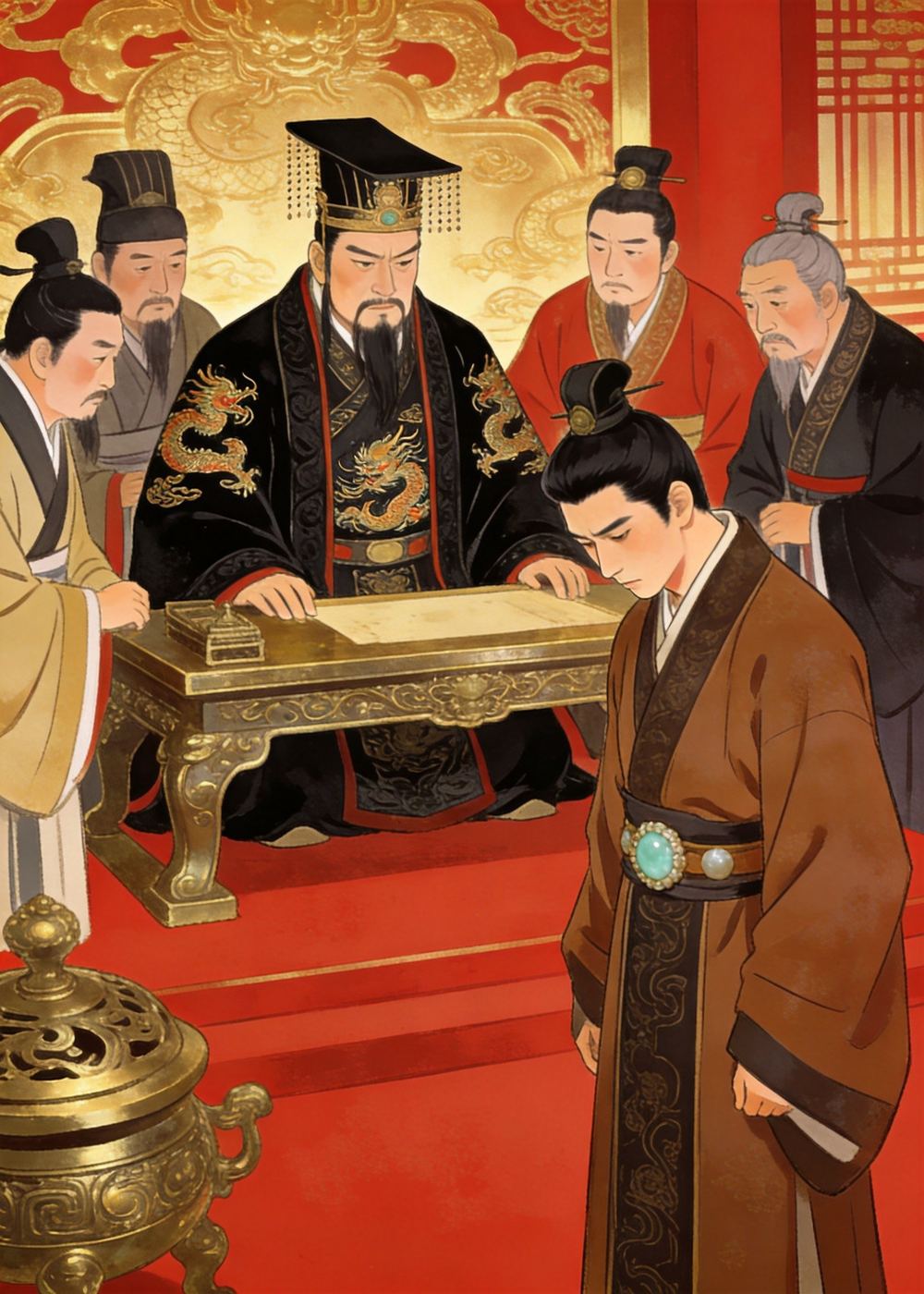 十五座城换一块玉，赵国君臣既心喜又犯愁，担心秦王不守信用。
