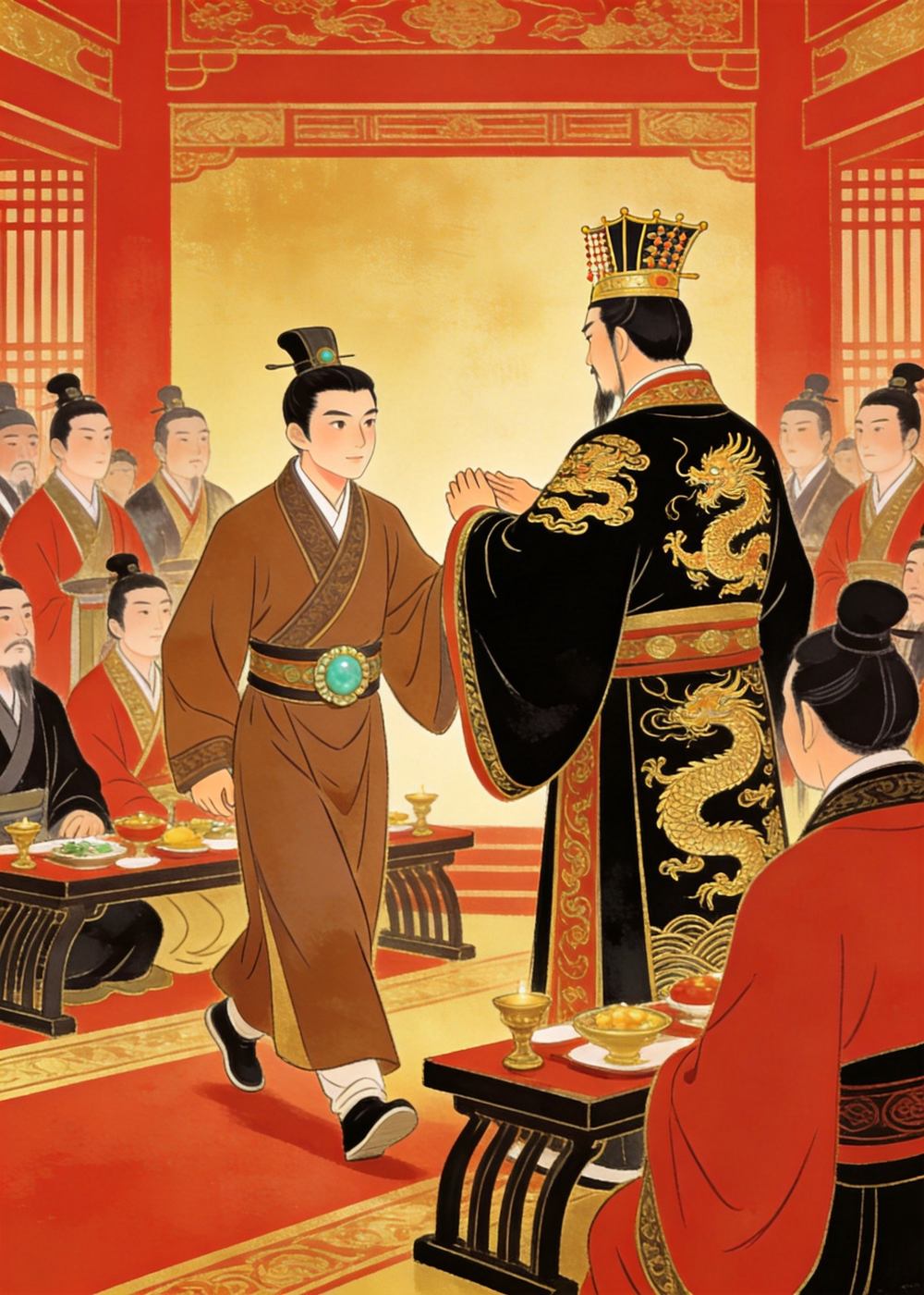 蔺相如心里明白，秦王根本没想交换，于是想出了一个主意。