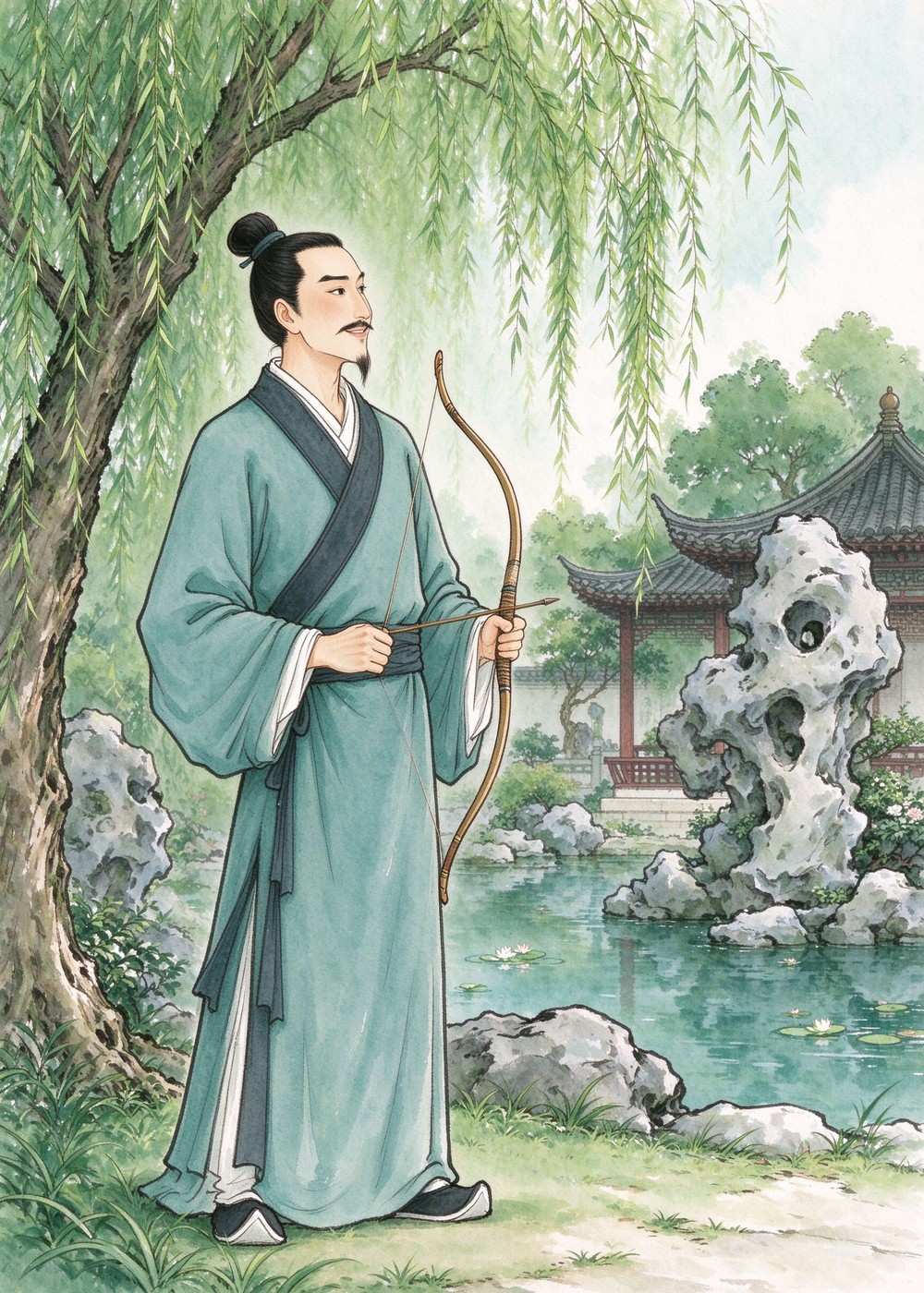 更羸长得高高瘦瘦,很有风度。