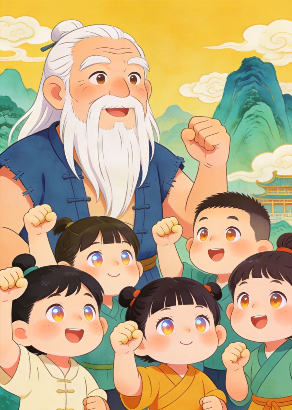 儿孙们都举双手赞成，一个个跃跃欲试。