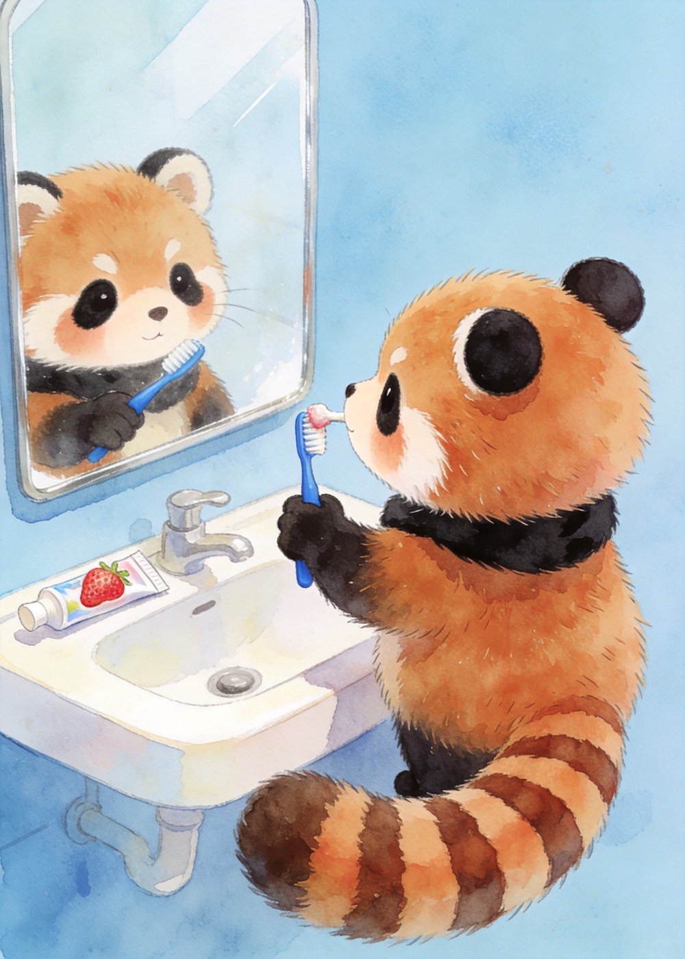 早上起来第一件事，就是认真地洗漱。