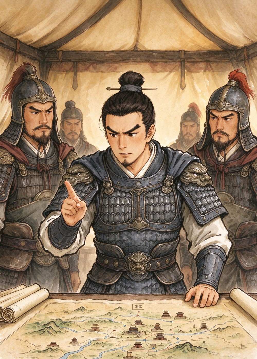 他很聪明，打了很多胜仗。