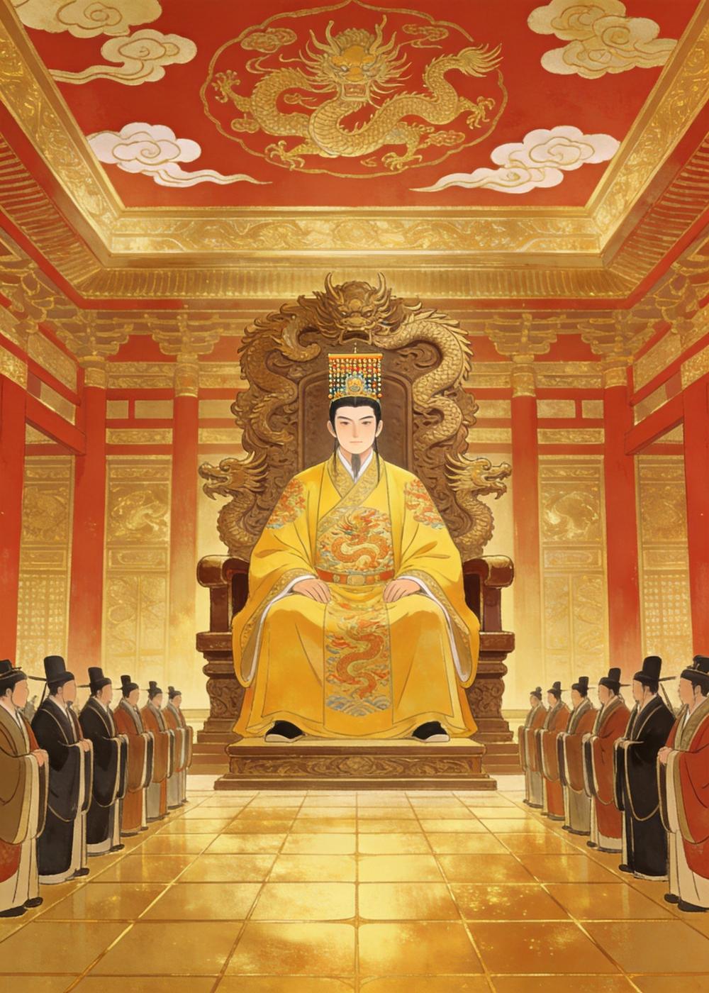 很久很久以前，秦朝有一位年轻的君王，朝中大臣们一个个都很敬畏他。
