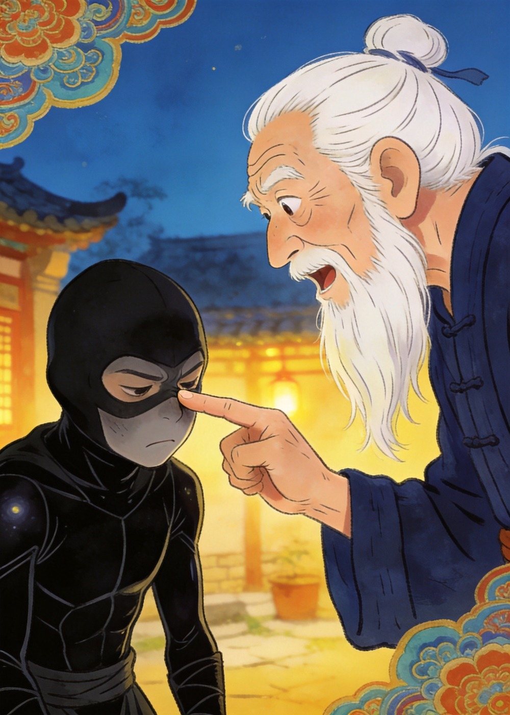 白胡子爷爷语重心长地说："自欺欺人可不行呀！"