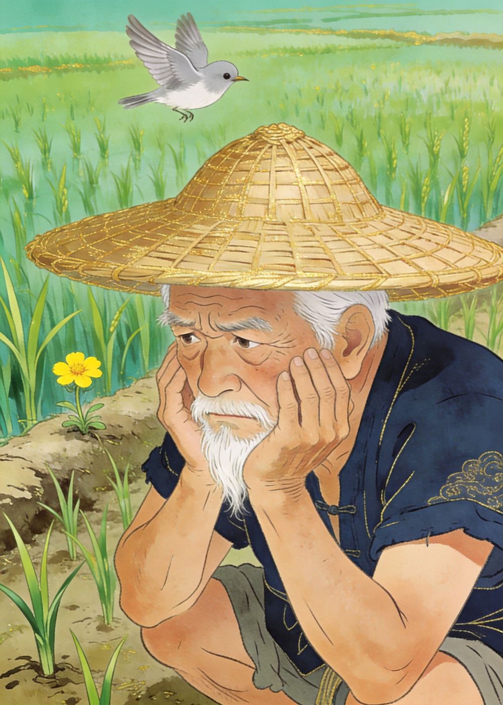 得让它们长得再快些才好！农夫皱着眉头，一直想着这个主意。