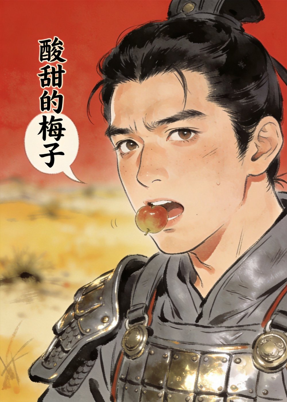 将士们一听，想起梅子的酸甜，不由得直咽口水。