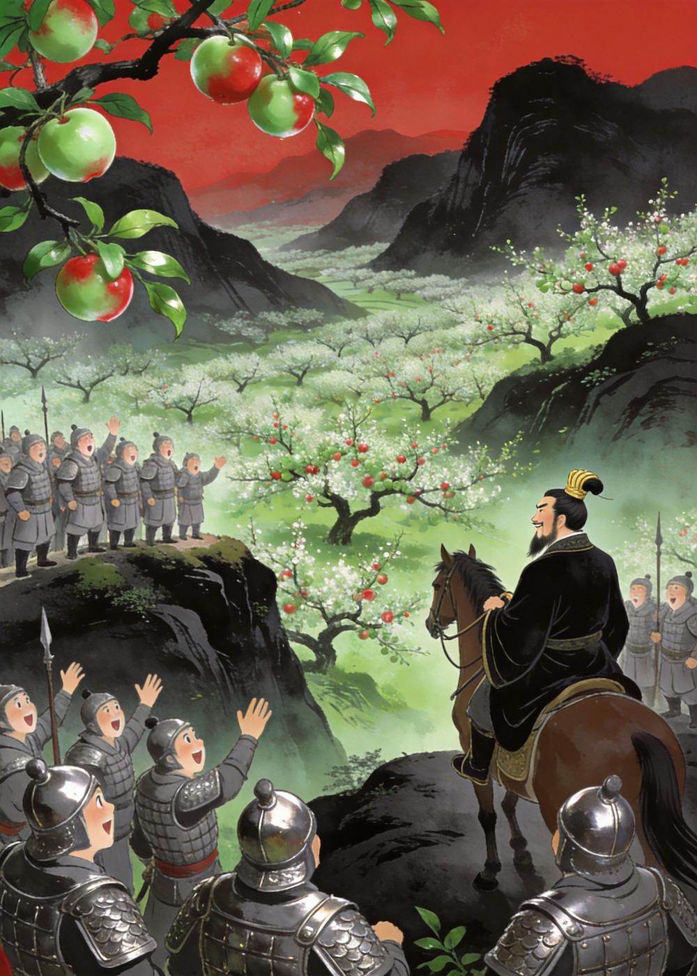 走到前方，山谷里真的出现了一片绿油油的梅子林！