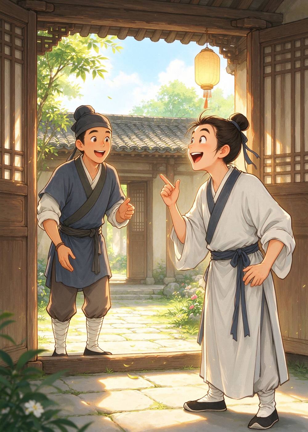 乐广笑了："原来如此！"他马上派人把朋友接了过来。
