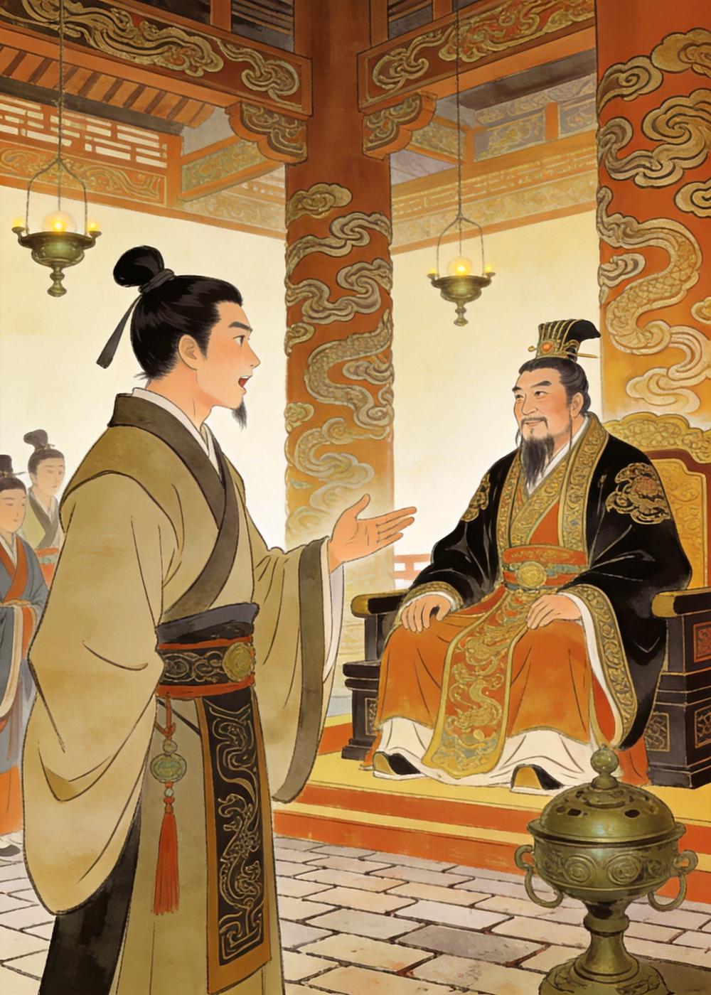 毛遂旁征博引,把道理讲得明明白白,楚王越听越觉得有理,终于点头同意发兵。