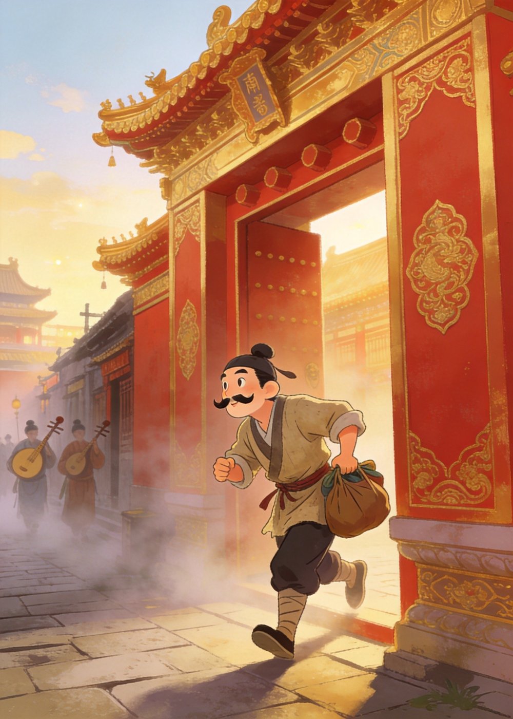 于是趁着四下无人，南郭处士连夜收拾东西，悄悄溜走了。