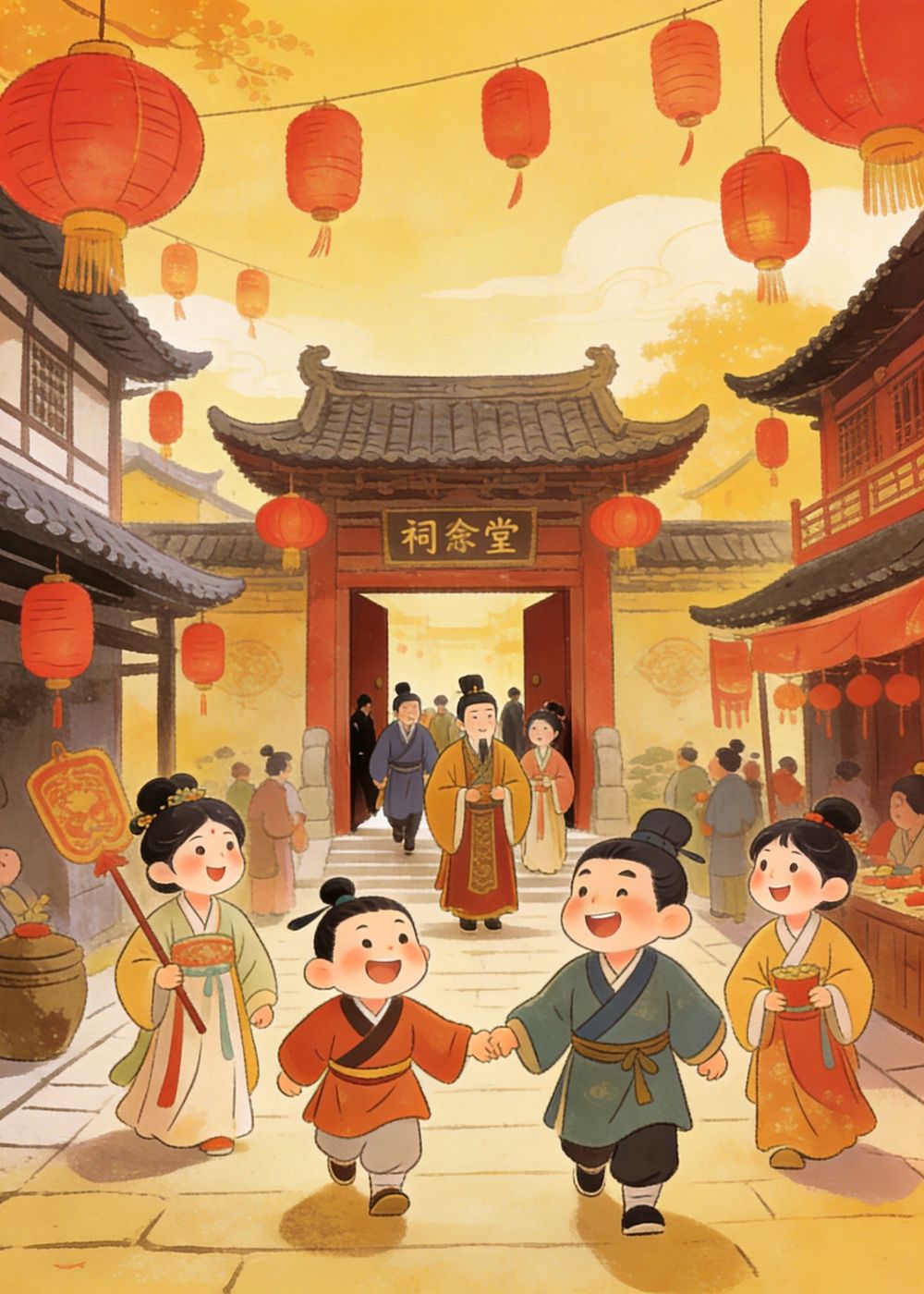 很久以前,楚国的小镇上刚办完一场热闹的祭祀。