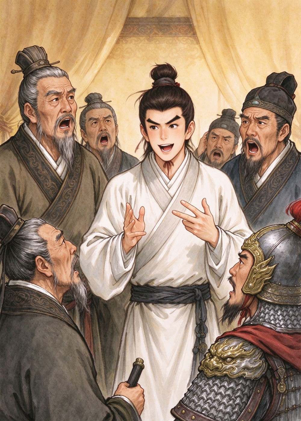 一谈起怎么打仗，赵括就滔滔不绝，谁也说不过他。
