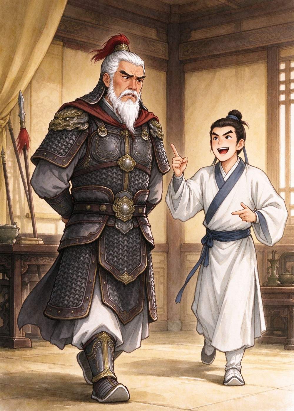 可是他爸爸赵奢却很担心："打仗是要拼命的，这孩子说得太容易了。"
