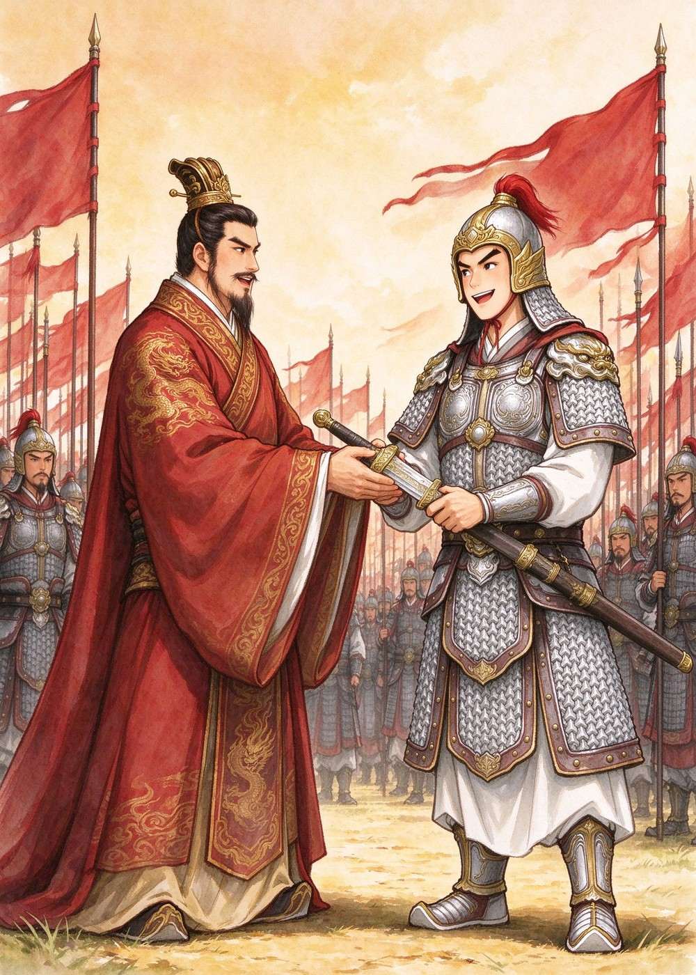 赵王就拜赵括为大将，让他带领大军去前线。