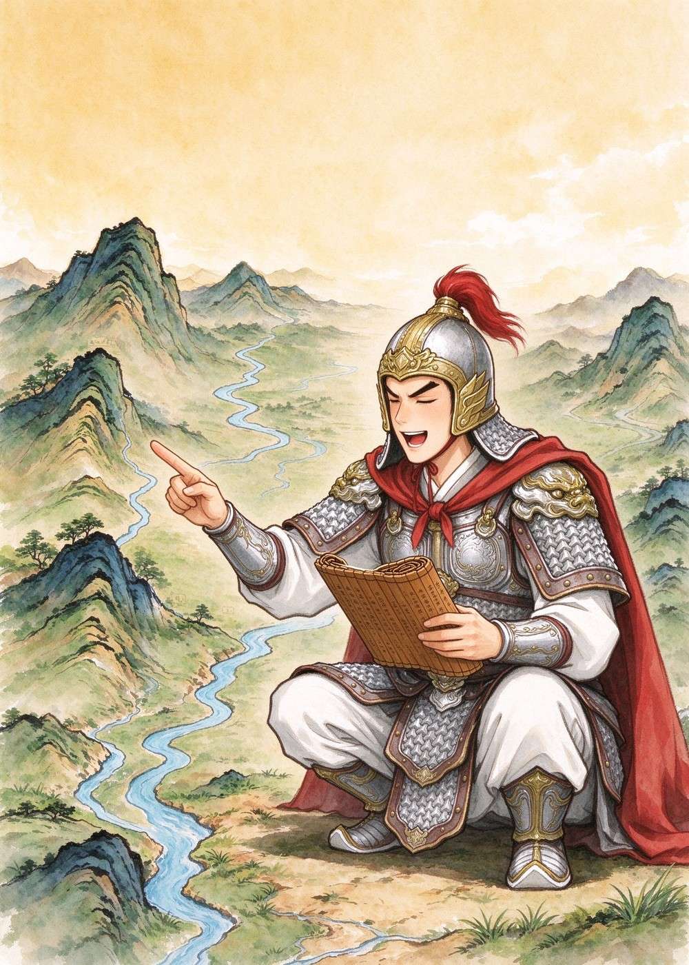 他只照着兵书上写的做，一点也不看实际情况。
