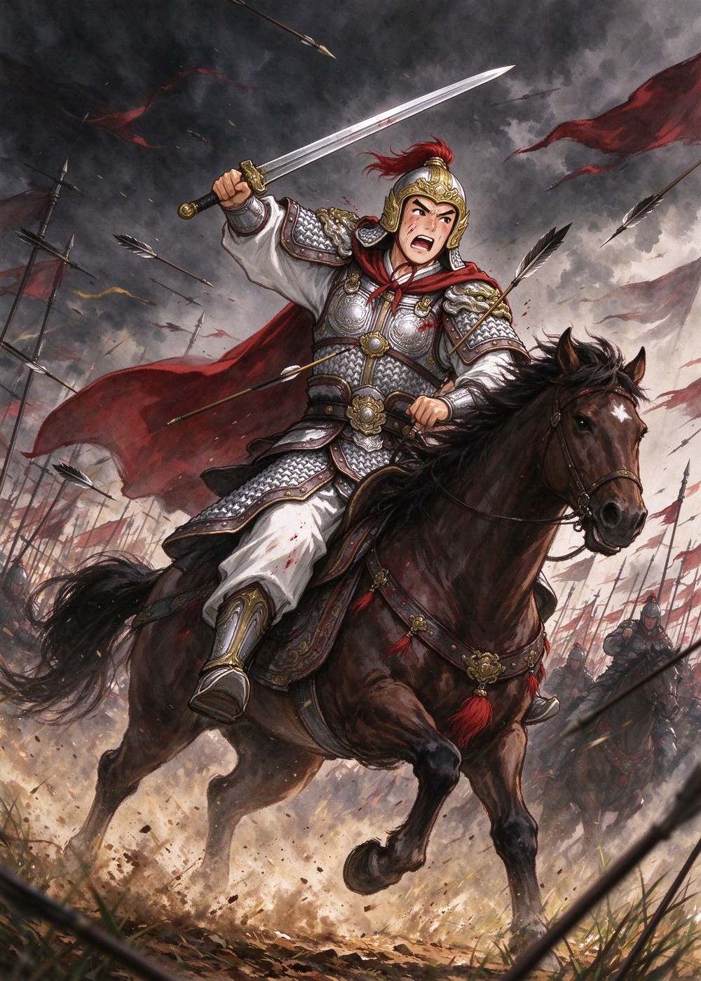 最后，赵括带兵冲出去，被秦军的箭射中了。