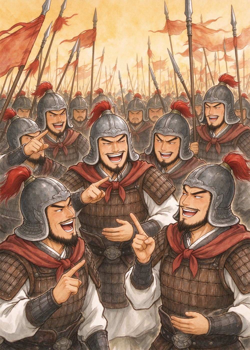 他们说:"韩信不懂兵法,哪有背水布阵的?"