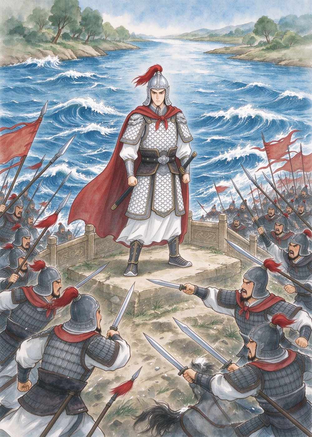 汉军没有退路,背后就是河水。
