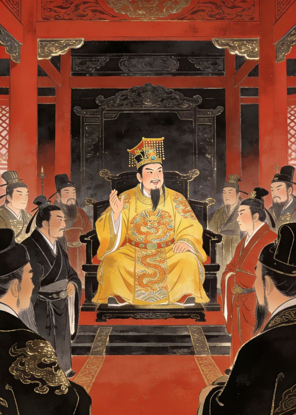 孙权眼见孔明智勇双全，脸上的犹豫渐渐化作了决心。
