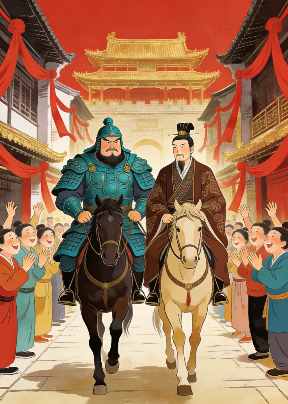 百姓们都说：将军和丞相和好了，咱们国家更安宁啦！